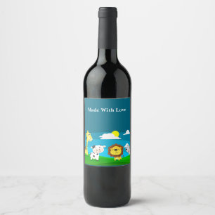 Étiquette Pour Bouteilles De Vin Animaux de dessin animé       