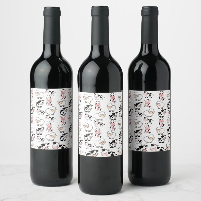 Étiquette Pour Bouteilles De Vin animaux mignons (Bouteilles)