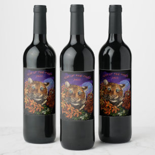 Étiquette Pour Bouteilles De Vin Année chinoise du tablier de Tigre