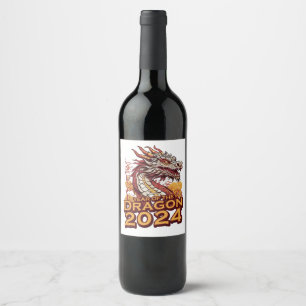 Étiquette Pour Bouteilles De Vin Année du dragon 2024