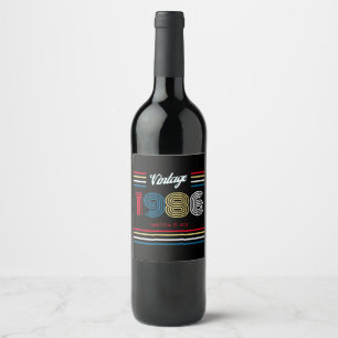 Étiquette Pour Bouteilles De Vin Anniversaire 40 ans Vintage 1986 Rayure Rétro