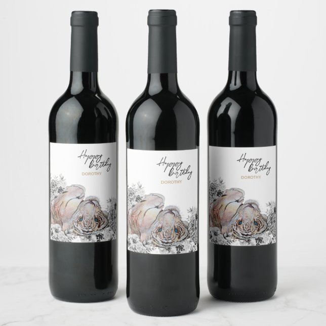Étiquette Pour Bouteilles De Vin Anniversaire botanique élégant du tigre (Bouteilles)