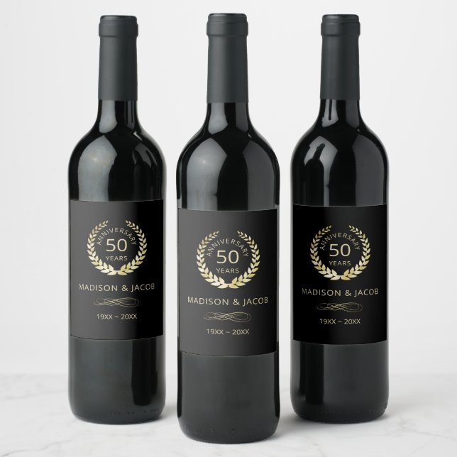 Étiquette Pour Bouteilles De Vin Anniversaire de Gold Laurel (Bouteilles)