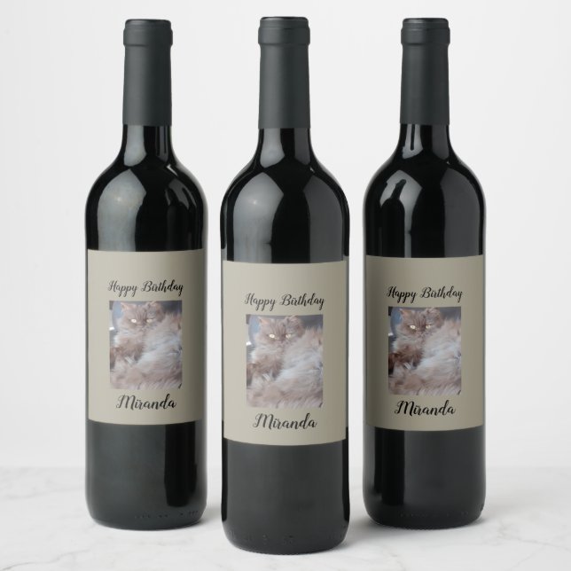 Étiquette Pour Bouteilles De Vin Anniversaire des chats (Bouteilles)