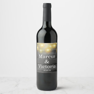 Étiquette Pour Bouteilles De Vin Anniversaire des planches météo rustiques mariage