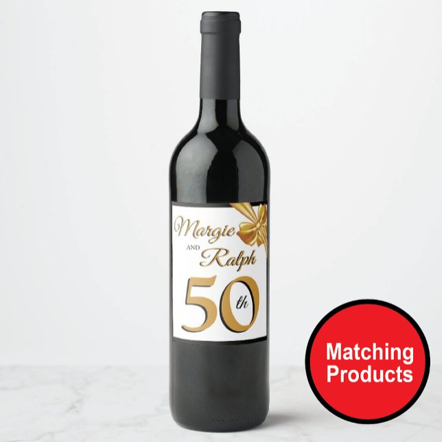 Étiquette Pour Bouteilles De Vin Anniversaire d'or (Créateur téléchargé)