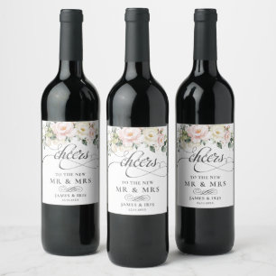 Étiquette Pour Bouteilles De Vin Anniversaire du Mariage rose pâle