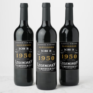 Étiquette Pour Bouteilles De Vin Anniversaire personnalisé 1950 Légendaire en détre