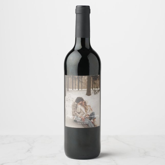 Étiquette Pour Bouteilles De Vin Anniversaire personnalisé Photo Texte personnalisé (Devant)