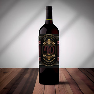 Étiquette Pour Bouteilles De Vin Anniversaire Personnalisé Vintage Noir Or Bourgogn