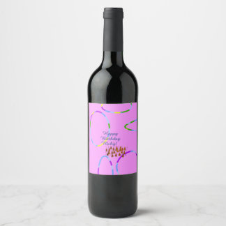 Étiquette Pour Bouteilles De Vin Anniversaire rose