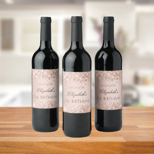 Étiquette Pour Bouteilles De Vin Anniversaire rose or parties scintillant nom de po