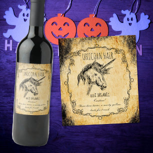 Étiquette Pour Bouteilles De Vin Apothicaire halloween vintage licorne cheveux