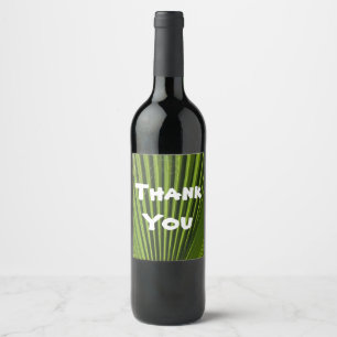 Étiquette Pour Bouteilles De Vin Appréciation de la feuille de palme verte du Merci