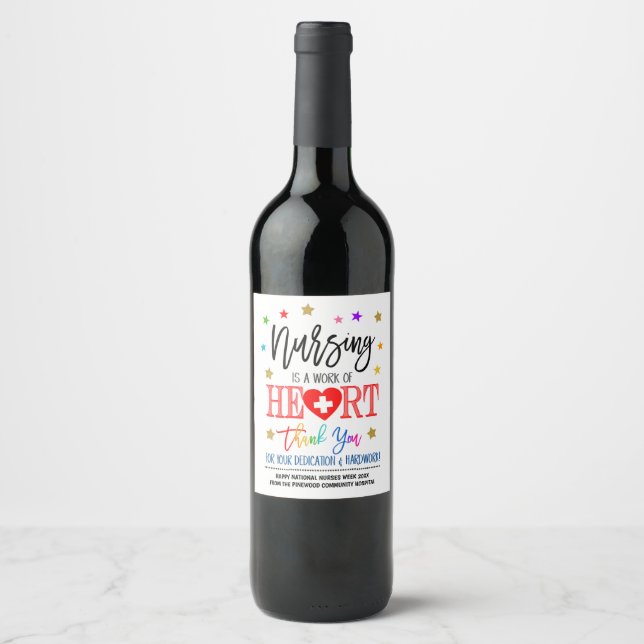 Étiquette Pour Bouteilles De Vin Appréciation des infirmières (Devant)