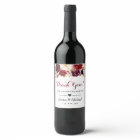 Aquarelle Bourgogne Rouge Floral Mariage Merci