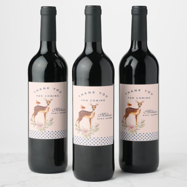 Étiquette Pour Bouteilles De Vin Aquarelle Brown mignonne Cerf Merci rustique (Bouteilles)