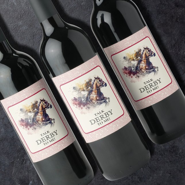 Étiquette Pour Bouteilles De Vin Aquarelle Cheval Parle Derby À Moi (Créateur téléchargé)