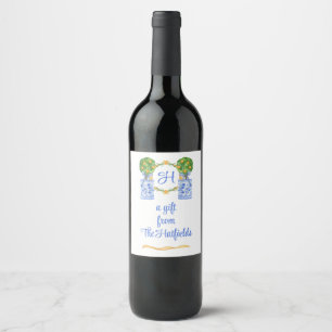 Étiquette Pour Bouteilles De Vin Aquarelle Chinoiserie Citrus Topiogramme