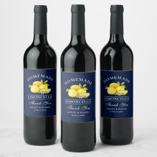 Étiquette Pour Bouteilles De Vin Aquarelle Citrons Limoncello Bouteille Bleue Étiqu