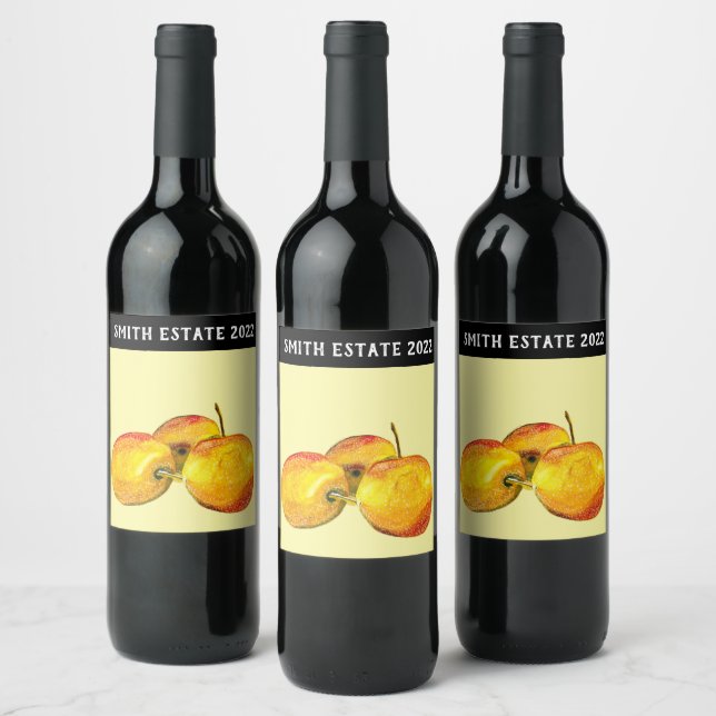 Étiquette Pour Bouteilles De Vin Aquarelle de fruit jaune perruque (Bouteilles)