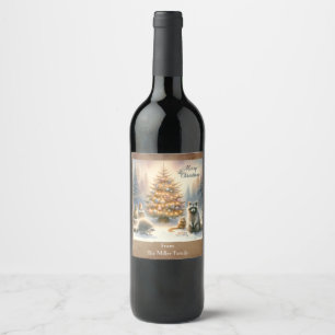 Étiquette Pour Bouteilles De Vin Aquarelle de Noël Joyeux,