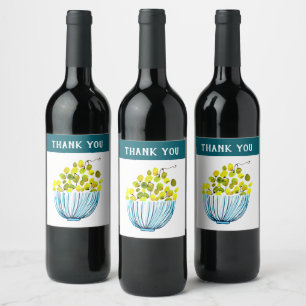 Étiquette Pour Bouteilles De Vin Aquarelle de raisins fruits mignons