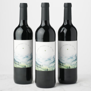 Étiquette Pour Bouteilles De Vin Aquarelle douce Mariage paysage de montagne de nei