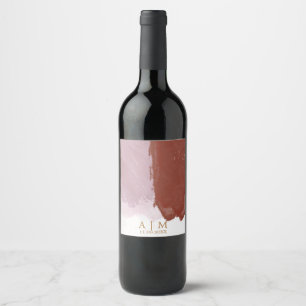 Étiquette Pour Bouteilles De Vin Aquarelle en terracotta Lavender Monogram