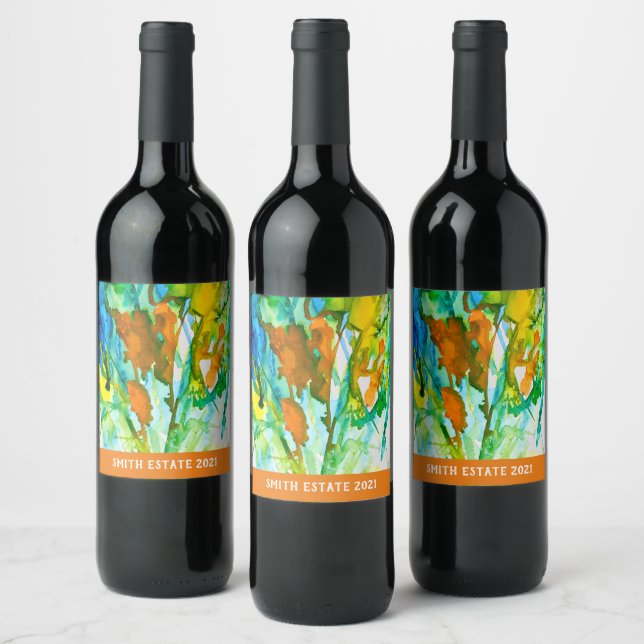 Étiquette Pour Bouteilles De Vin aquarelle florale Abstraite (Bouteilles)
