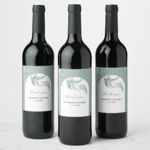 Étiquette Pour Bouteilles De Vin Aquarelle florale exotique artistique d'eucalyptus