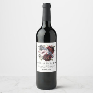 Étiquette Pour Bouteilles De Vin Aquarelle gothique romantique Corbeau Mariage flor