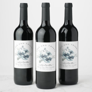 Étiquette Pour Bouteilles De Vin Aquarelle Hiver Florales Merci Noms Mariage