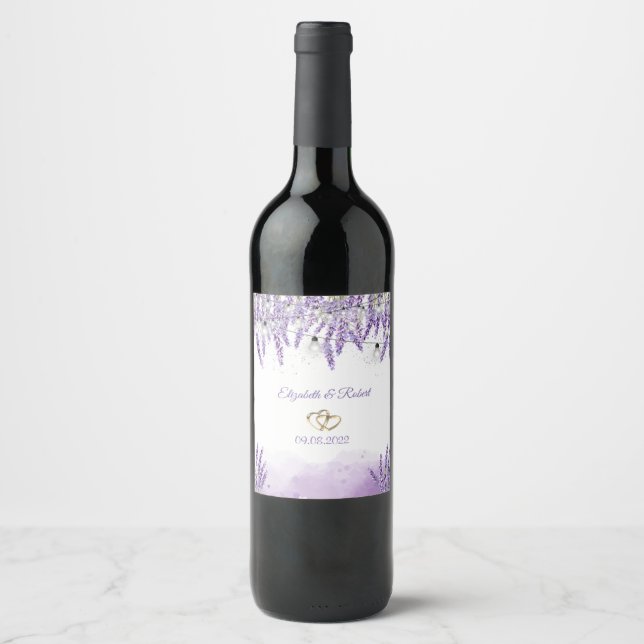 Étiquette Pour Bouteilles De Vin Aquarelle Lavander (Devant)