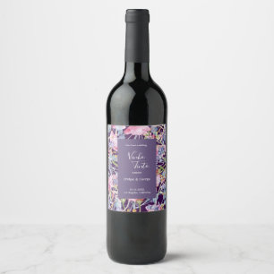 Étiquette Pour Bouteilles De Vin Aquarelle Lilac Fleur sauvage Verdure Foliage