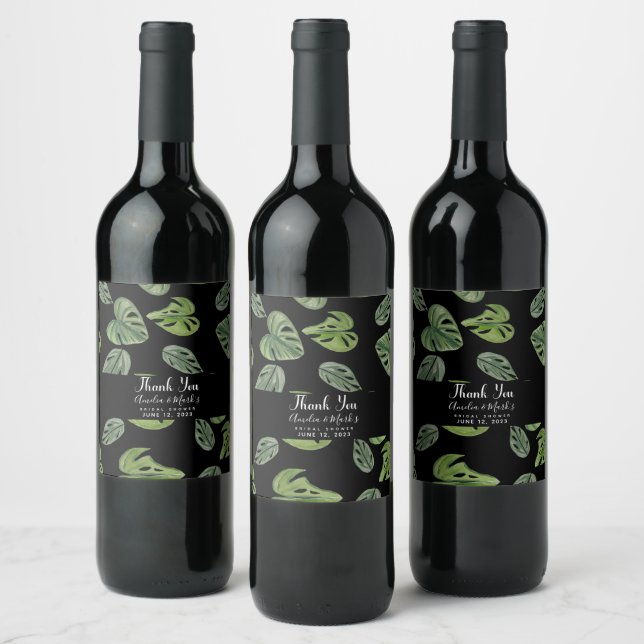 Étiquette Pour Bouteilles De Vin Aquarelle main Monstera Adansonii Leaf (Bouteilles)