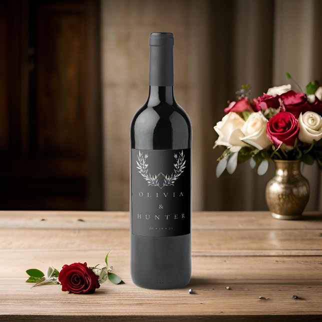 Étiquette Pour Bouteilles De Vin Aquarelle Moderne Mariage de la Branche d'Olivier (Créateur téléchargé)