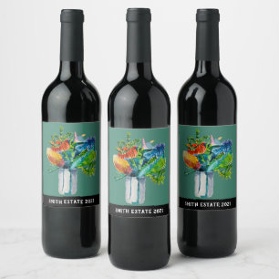 Étiquette Pour Bouteilles De Vin Aquarelle Native Australian Flowers