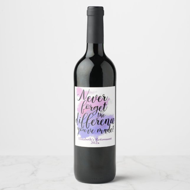 Étiquette Pour Bouteilles De Vin Aquarelle n'oubliez jamais la retraite (Devant)