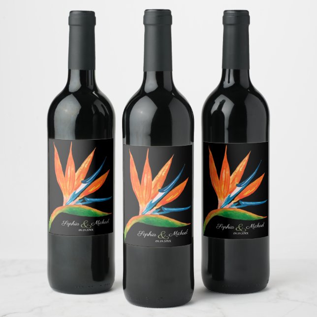 Étiquette Pour Bouteilles De Vin Aquarelle Oiseau du Paradis (Bouteilles)