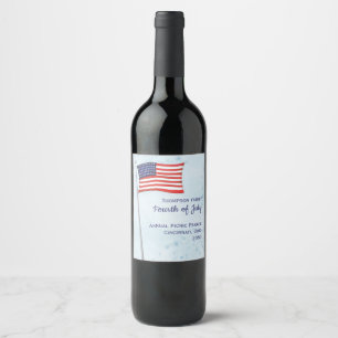 Étiquette Pour Bouteilles De Vin Aquarelle Rouge Bleu Bleu Simple Américain