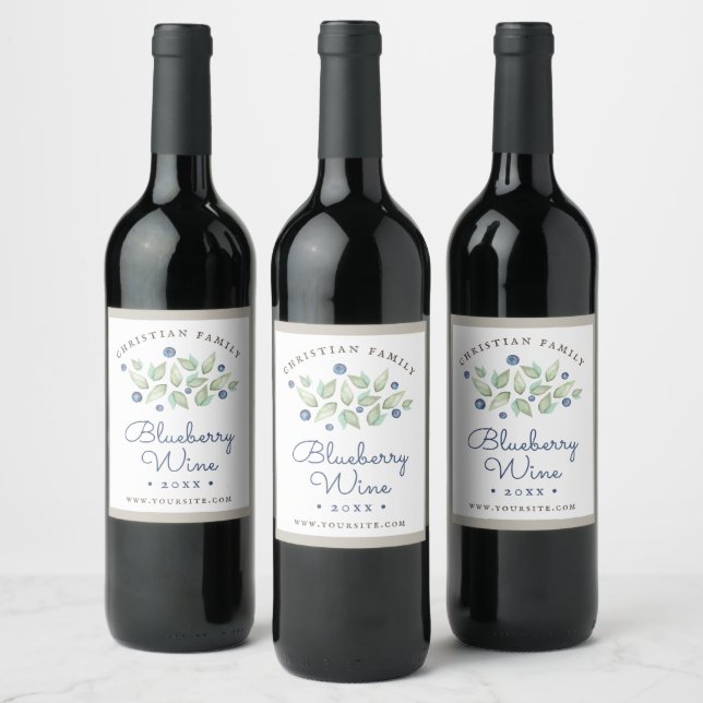 Étiquette Pour Bouteilles De Vin Aquarelle rustique Blueberry vin (Bouteilles)