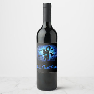 Étiquette Pour Bouteilles De Vin Aquaticat - Chat surréaliste en Imaginaire profond