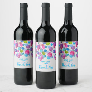 Étiquette Pour Bouteilles De Vin Arbre d'art abstrait rose mignon