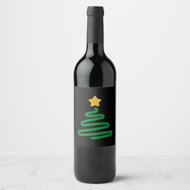 Étiquette Pour Bouteilles De Vin Arbre de Noël drôle (Devant)