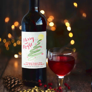 Étiquette Pour Bouteilles De Vin Arbre de Noël Joyeux & Fun Fun