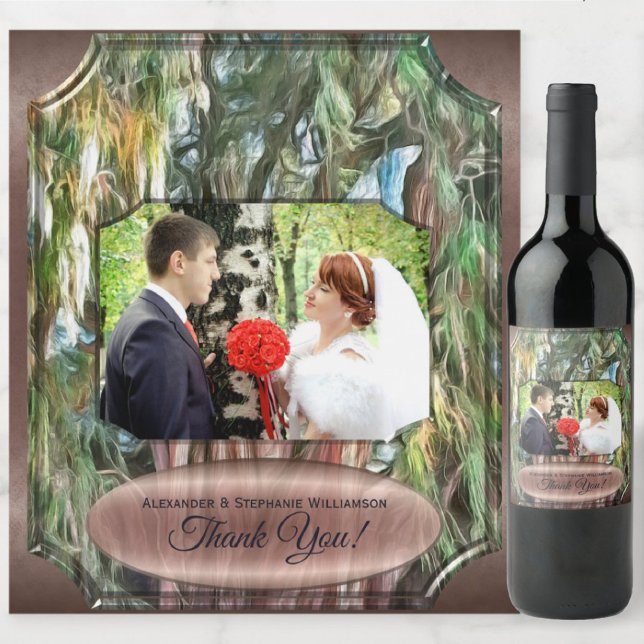 Étiquette Pour Bouteilles De Vin Arbre du Merci de Tule OAX1 (Créateur téléchargé)