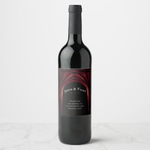 Étiquette Pour Bouteilles De Vin Arc gothique Mariage élégant Noir Noir Noir Rouge