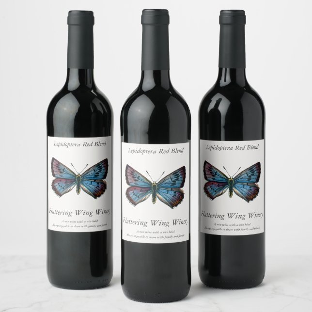 Étiquette Pour Bouteilles De Vin Arion glaucopsyche - Le Grand Papillon Bleu (Bouteilles)