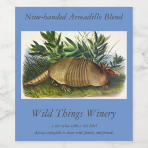 Étiquette Pour Bouteilles De Vin Armadillo à nez long, à neuf bandes, par Audubon